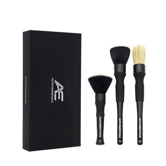 Auto Essentials 3X Car Detailing Brush Set Soft Interior Wheel Alloy Bristle End