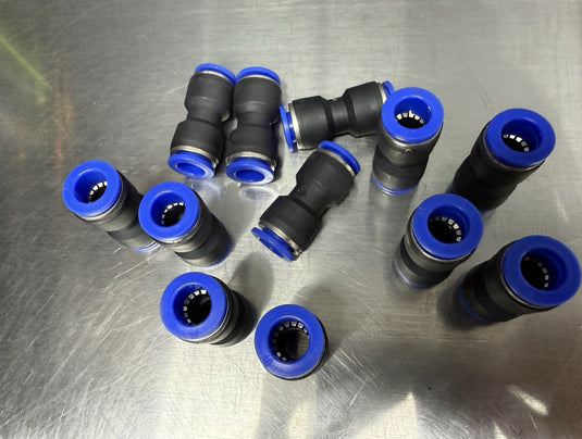 PNEUMATIC PUSH IN FITTING AIR WATER PIPE- STRAIGHT CONNECTOR 10 MM PACK OF 12