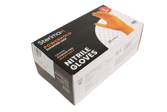DISPOSABLE NITRILE GLOVES ORANGE POWER GRIP Car Cleaning Mechanics LARGE