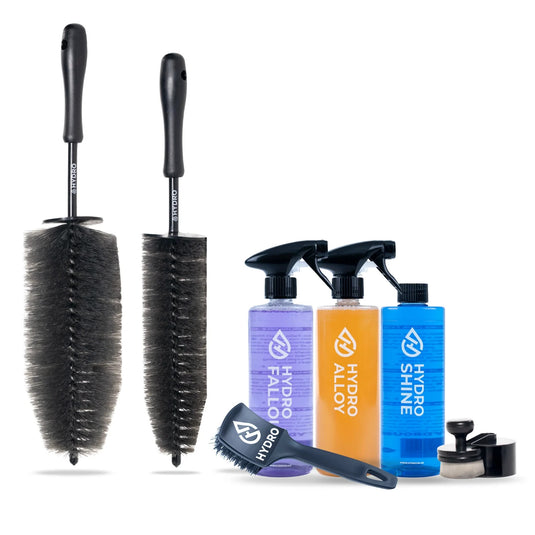 ALLOY WHEEL CLEANING SET, WHEEL BRUSH SET AND SPRAYS, FALL OUT CLEANER - HYDRO