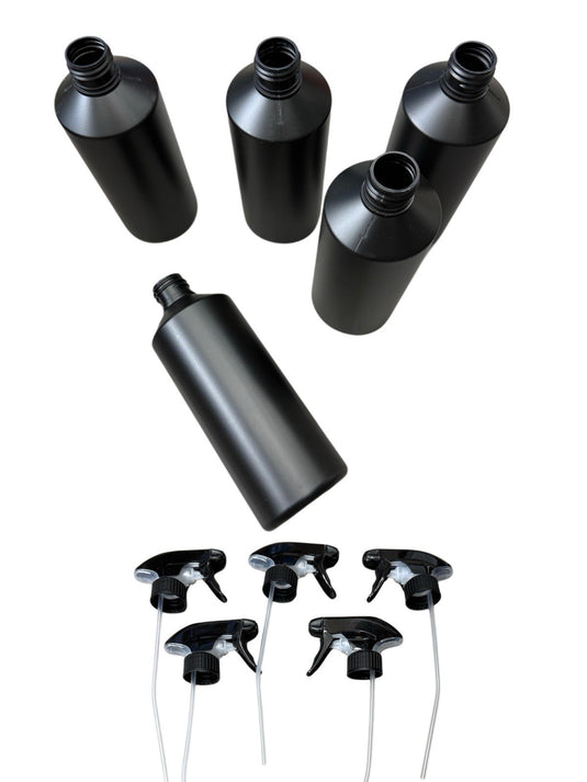 5 x 500ml Empty Plastic Trigger Bottle Car Cleaning Hand Spray Garden Black HDPE