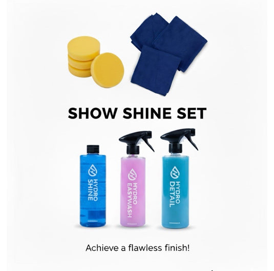 SHOW AND SHINE CAR CLEANING SET FOR THE ULTIMATE EXTERIOR SHINE CLOTHS - HYDRO