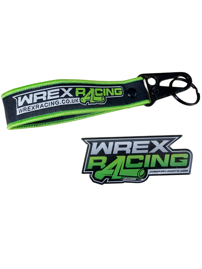 Load image into Gallery viewer, WREX RACING LOOPED KEY TAG WITH CLIP + RESIN COVERED STICKER
