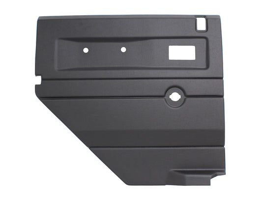 BLACK LEFT HAND PUSH BUTTON REAR DOOR CARD WITH MANUAL WINDOWS DEFENDER 2007 ON