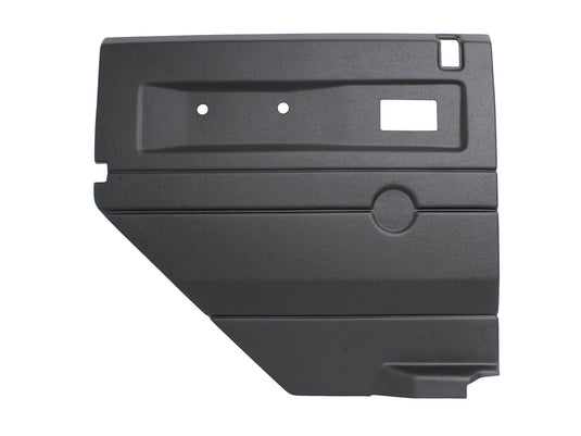 BLACK LEFT HAND PUSH BUTTON REAR DOOR CARD WITH ELECTRIC WINDOWS DEFENDER 2007 ON