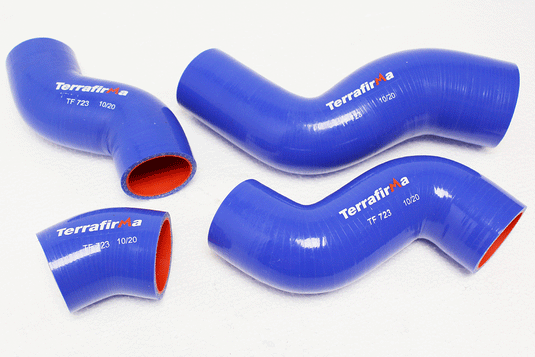 TERRAFIRMA SILICONE INTERCOOLERIGHT HANDOSE KIT BLUE - TD5 - DISCOVERY 2