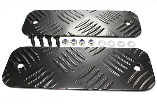 BUMPER TREAD PLATE CHEQUER PLATE - PAIR - BLACK - ALL DEFENDER