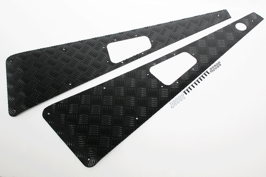 WING TOPS PAIR - CHEQUER PLATE - BLACK - LEFT HAND AERIAL HOLE - PRE - 2007
