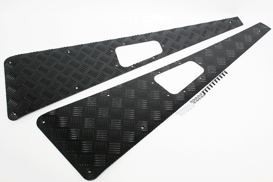 WING TOPS PAIR - CHEQUER PLATE - BLACK - NO AERIAL HOLE - PRE - 2007