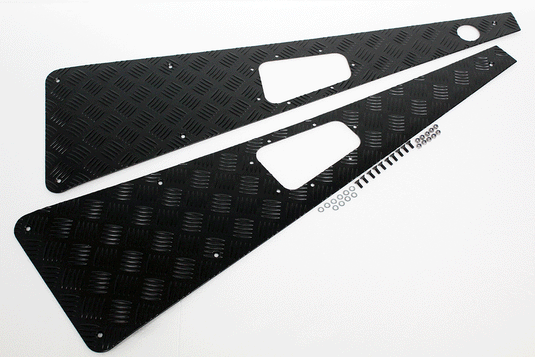WING TOPS PAIR - CHEQUER PLATE - BLACK - RIGHT HAND AERIAL HOLE - PRE - 2007